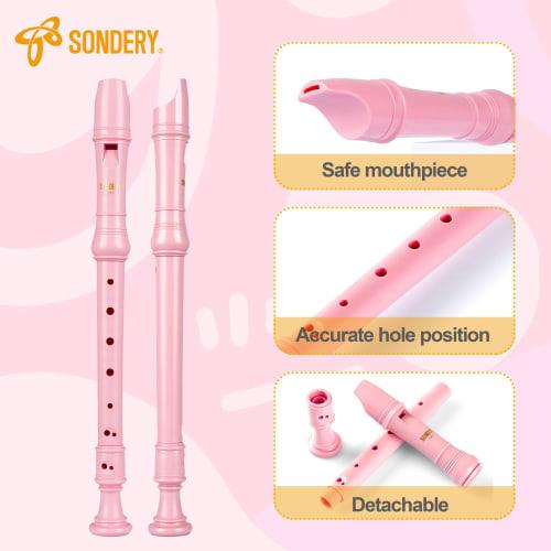 Sondery German-Style Soprano Recorder, Made of ABS Resin, Durable and Easy To Play for Beginners, with German Fingering Chart and Carrying Pouch