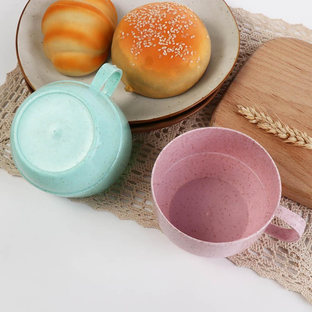 with Handle Kitchen Supplies Flat Bottom Reusable Drinkware Wheat Straw Cup Drinking Cup Coffee Mug