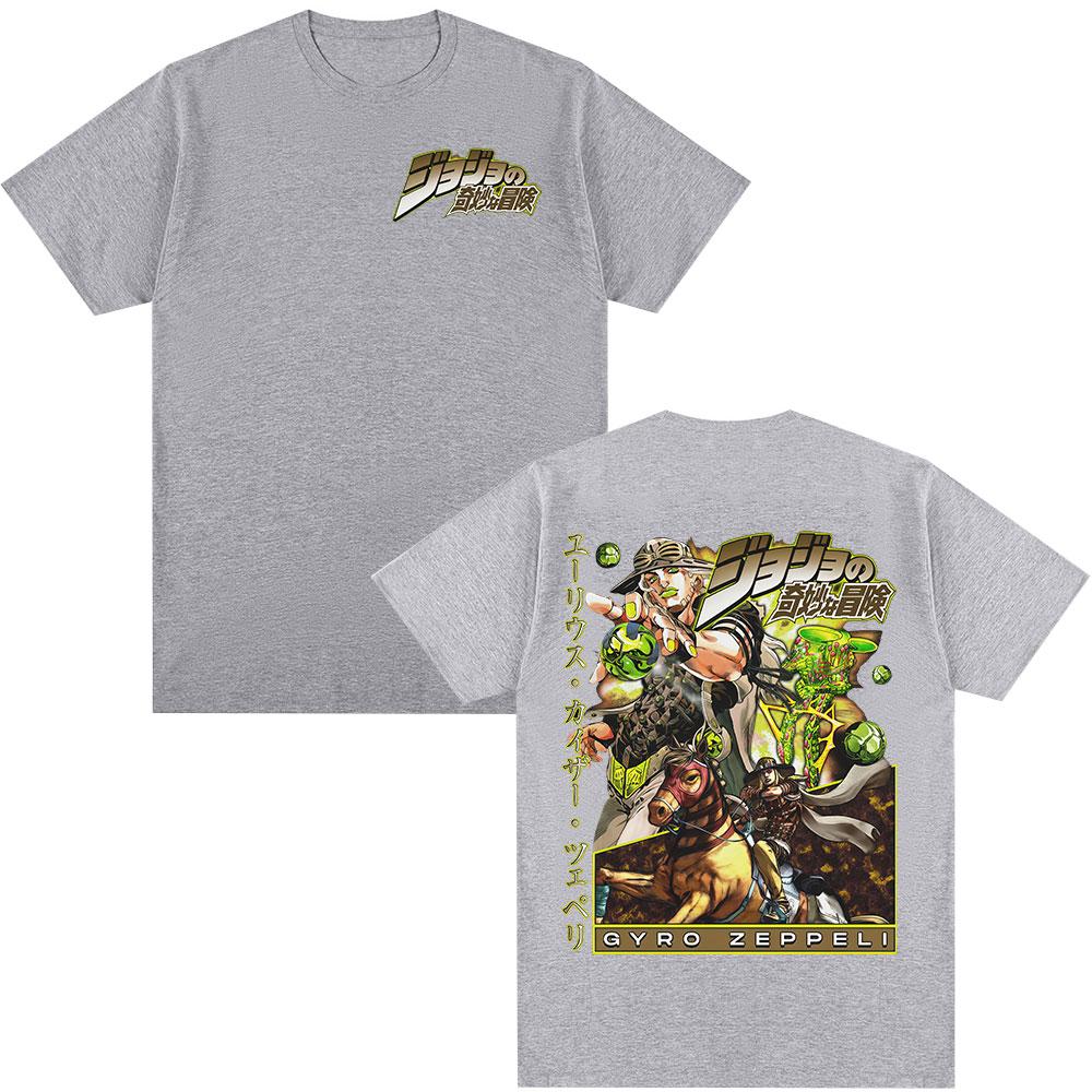 2026 New Anime JoJo Bizarre Adventure STEEL BALL RUN Gyro Zeppeli Tshirts Clothing Fashion Casual Short Sleeves T Shirts Tops