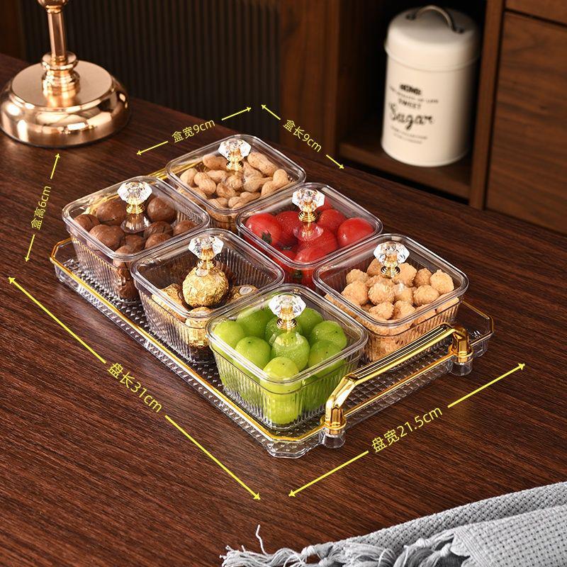 Home Living Room PET Plastic Compartment Snack Plate for Nuts, Dried Fruit, Sunflower Seeds, Fruit; Ideal for KTV Bars.