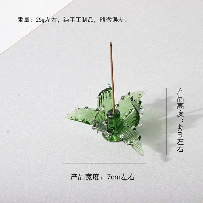 Handmade Flower Ceramic Incense Holder, Artificial Crystal Glass Foam Incense Sticks Holder  Artistic Iris Flower Gift for Women