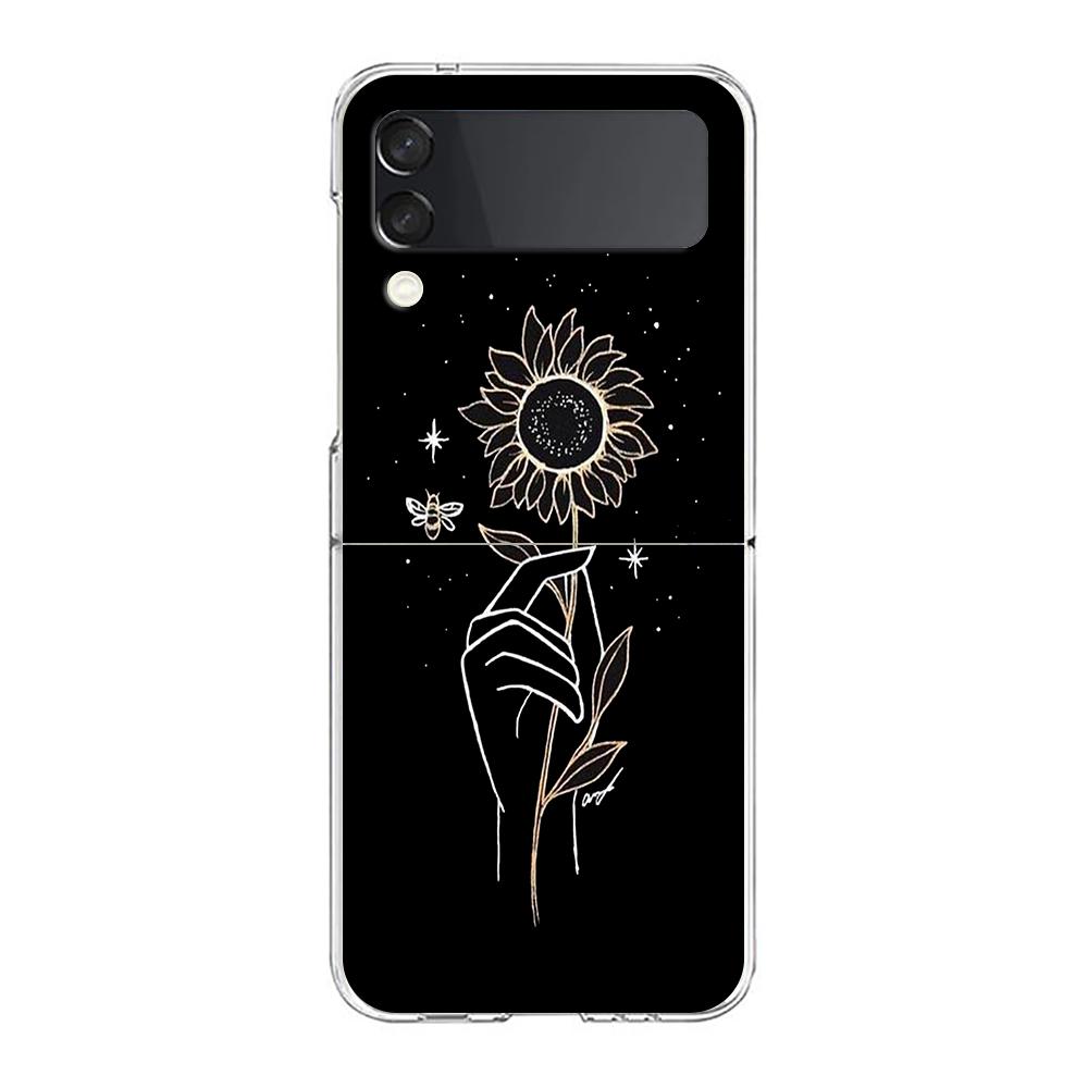 Moon Tarot Cat Aesthetic Clear Phone Case For Samsung Galaxy Z Flip 4 Case Thin High Hard Shell On For Galaxy Z Flip 3 5G Cover