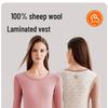 Women's Round Neck Slim Fit Thermal Underwear Set with 7A Antibacterial 100% Wool Filling - Autumn/Winter.