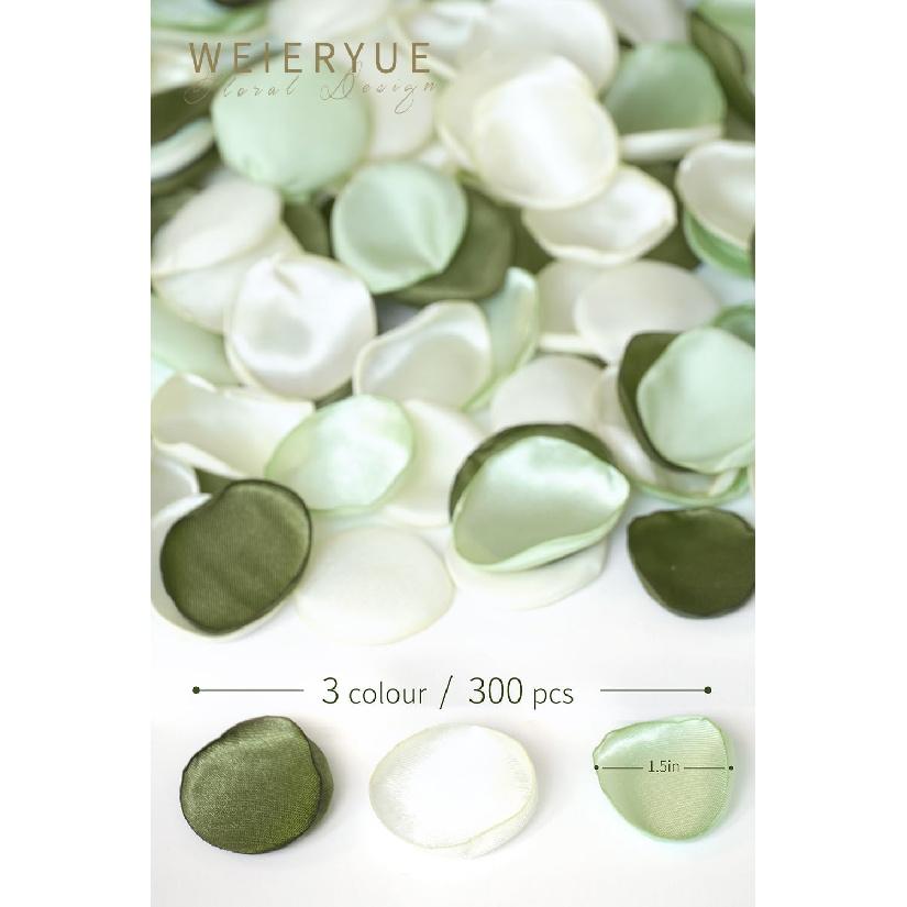 300PCS Silk Rose Petals,Beautiful Realistic Scatter Rose Petals Romantic Night Decoration,Wedding Party Decoration Artificial Flowers Petals(Olive