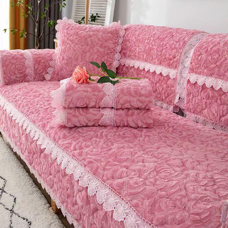 Winter Plush Thickened Rose Velvet Sofa Cushion Seat Cushion Warm And Non-Slip Simple Modern Sofa Cover Cover Cloth Towel
