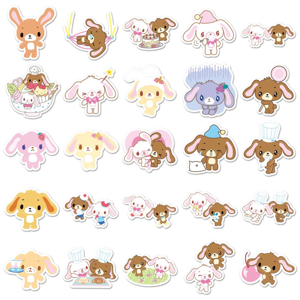 50PCS Cartoon Sugarbunnies Graffiti Stickers Cute Sanrio Dessert Rabbit Guka Decorative Mobile Phone Stationery DIY Toys Sticker