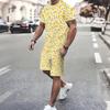 Herren Outfit Kurzarm T-Shirt und Shorts 2-teiliges Lässiges Trainingsanzug Set