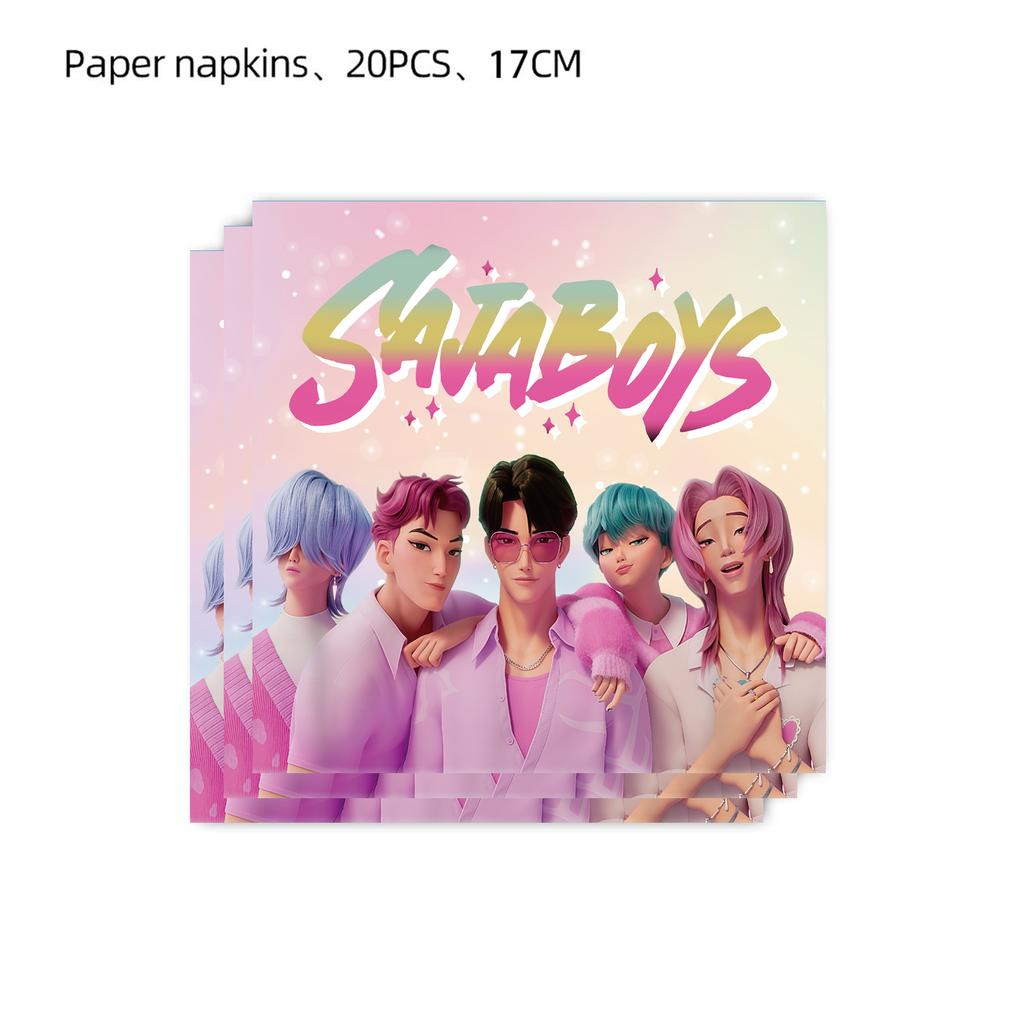 K Pop Dämonenjäger Geburtstagsdekoration Luftballons Partyzubehör Einweggeschirr Banner Girlande Babypartyzubehör Geschenke