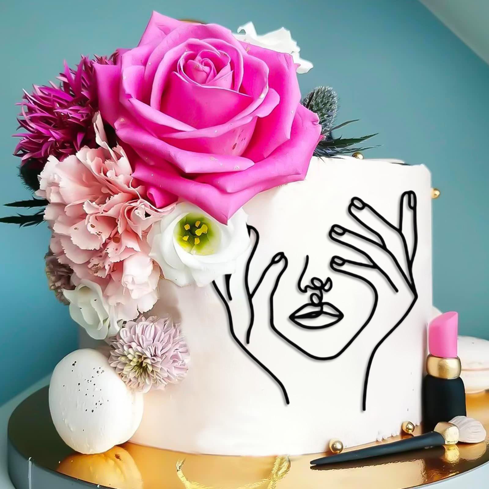 Черная акриловая открытка на день рождения для торта Линия для вечеринки для девочек Украшения для торта One Size чёрный