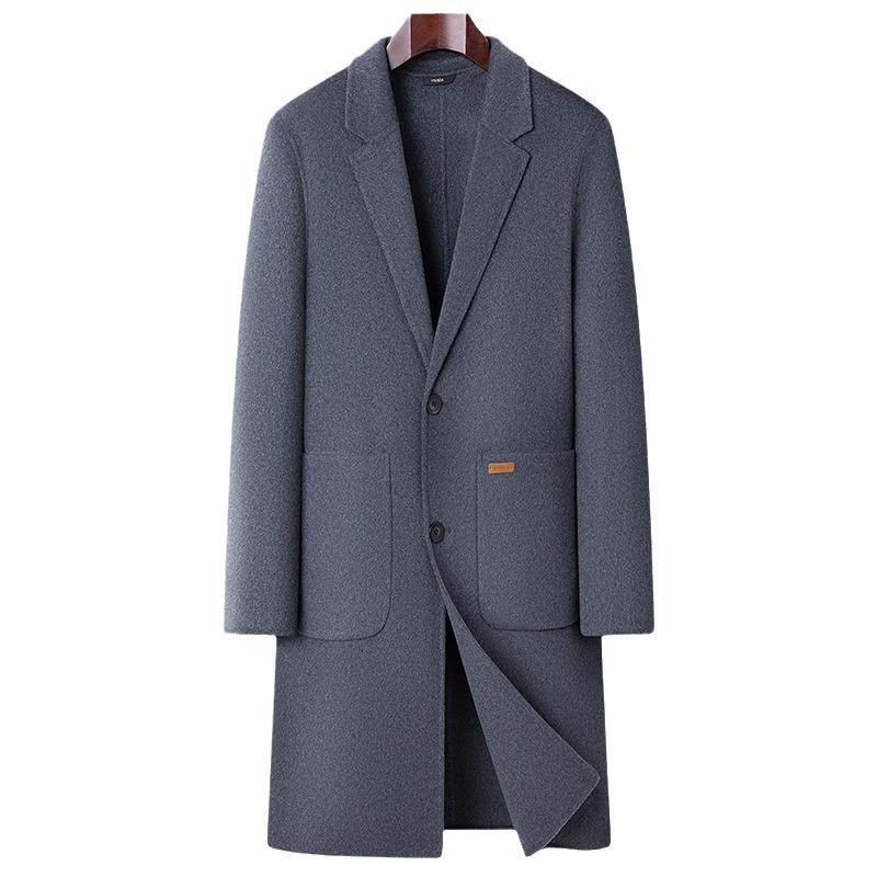 Autumn and Winter New Men's Double-sided Woolen Coat Long Suit Collar Trench Coat Business Casual Woolen Coat Men's Coat Factory