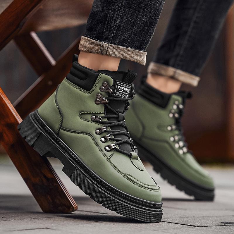 New Men's Leather Boots  Retro Comfortable Boots for Men  Fashion High Top Non Slip Casual Shoes Business Work Shoes
