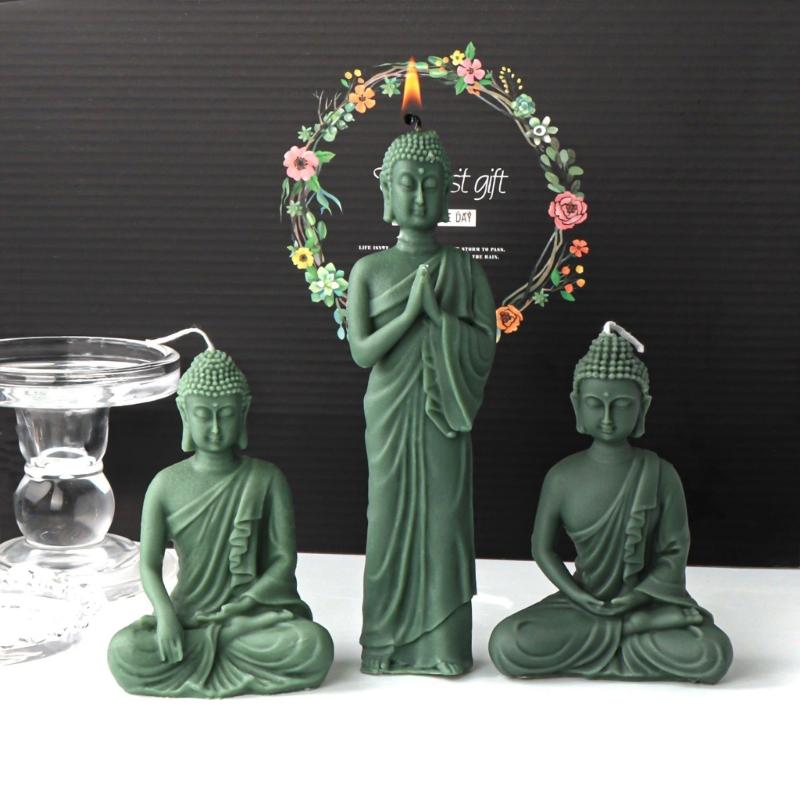 Buddha Statue Candle Resin Mold 3D Buddha Aromatherapy Candle Silicone Mould DIY Gypsum Crafts Making Decorations