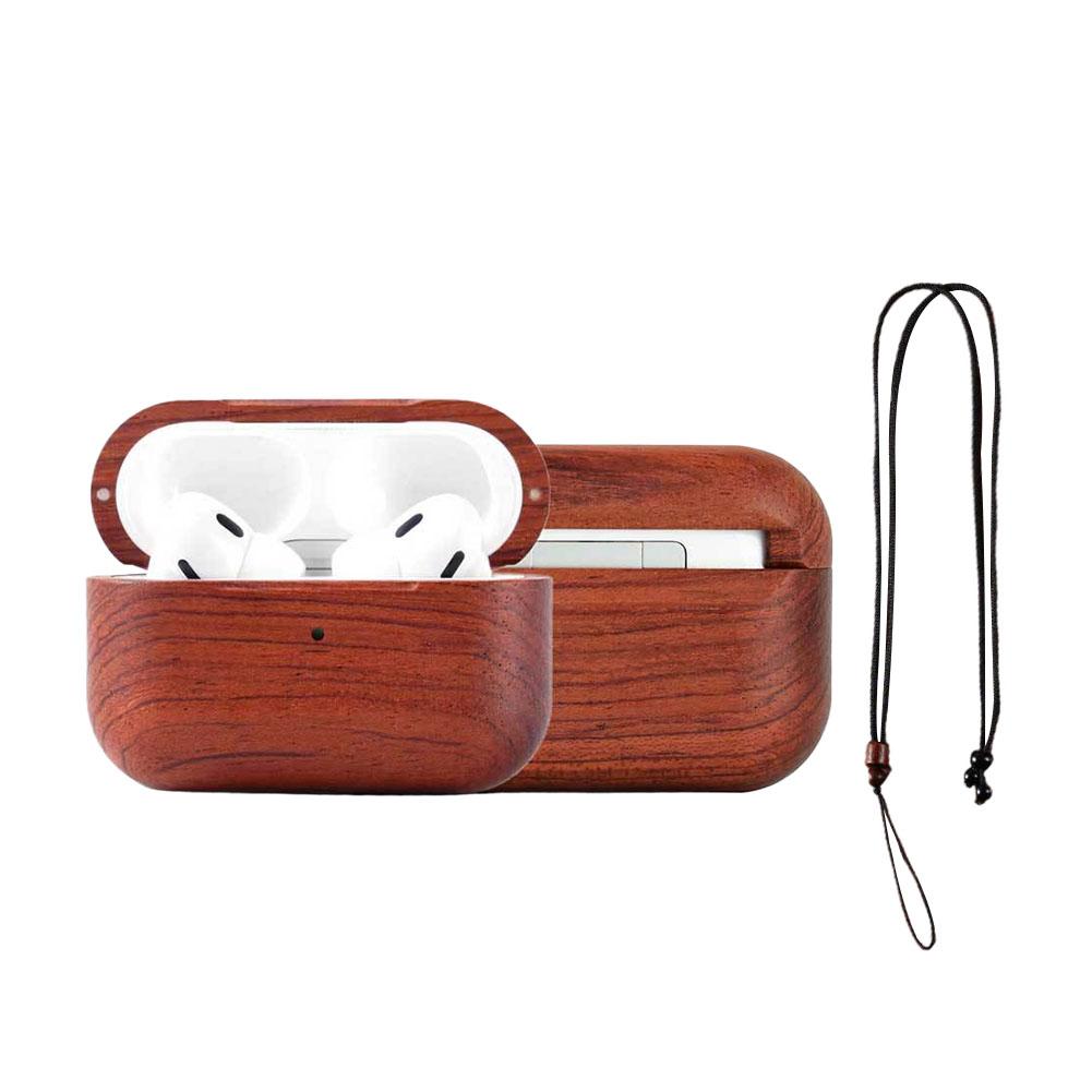 Étui rétro en grain de bois pour AirPods Pro 3, Housse de protection antidérapante avec conception anti-poussière