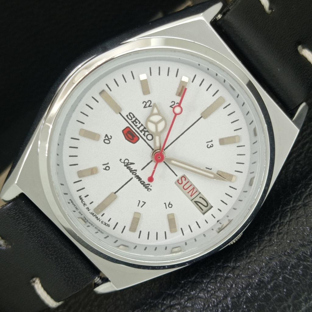 

VINTAGE SEIKO 5 AUTOMATIC 6309A REFURBISHED JAPAN MENS WHITE WATCH a442901-1