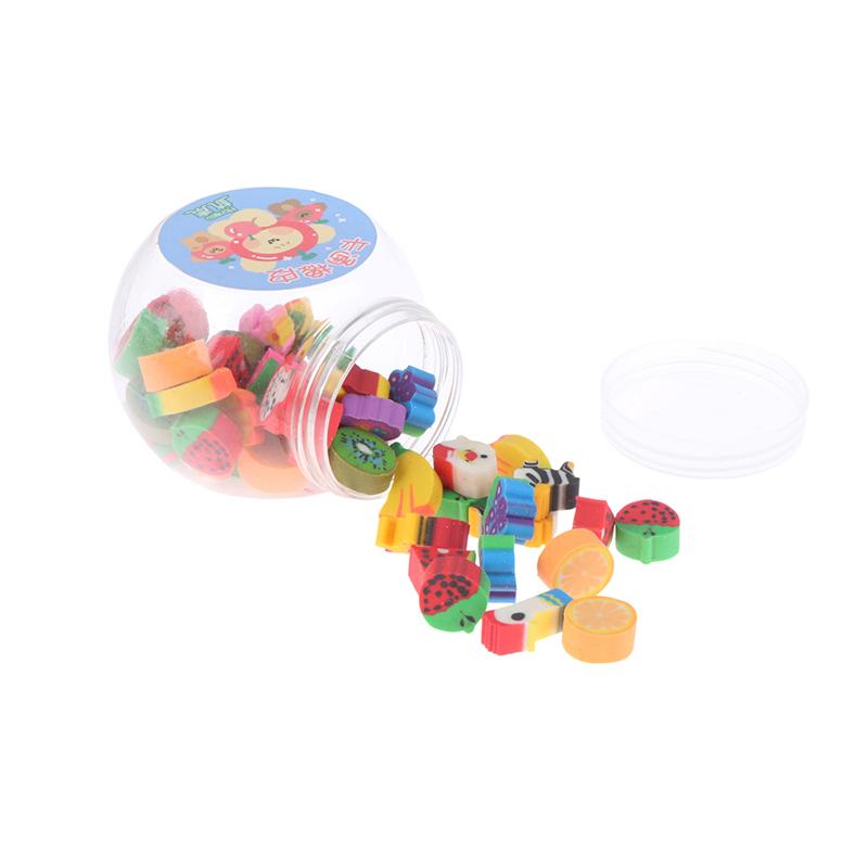 50Pcs/Set Cute Rubber Eraser Animal Fruit Pencil Erasers Student Office Supplies