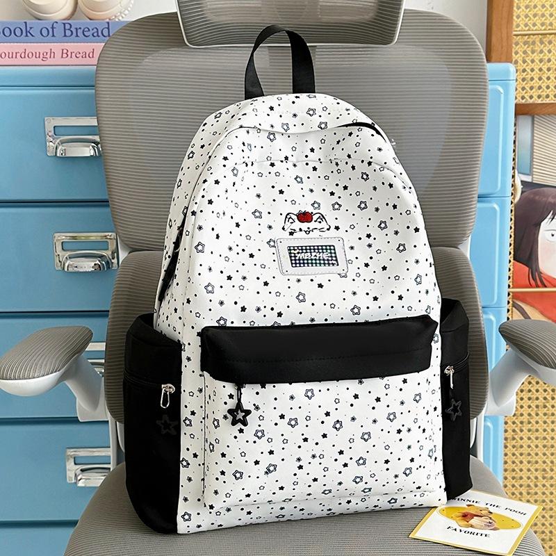 Schoolbag New 1011 College Style Backpack Light and Cute Junior High School High School Students Sweet Stars High Value Backpack