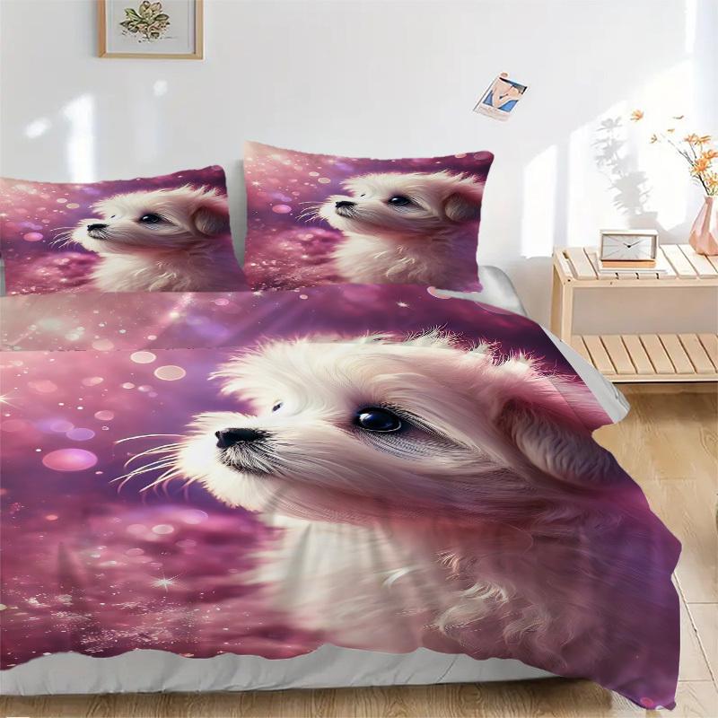 

3PCs Puppy, Sparkle Design Cover Set, Breathable Fabric(1 Duvet Cover + 2 Pillowcases) (Without Quilt) yy250911188 135x200cm