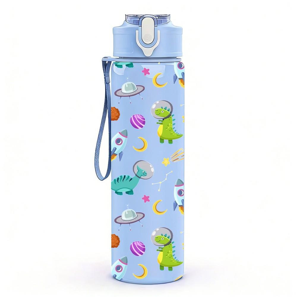 1PC Pastel Candy Doodle Seamless Print 750ml Color Plastic Sports Water Bottle Leakproof Flip Straw Lid Suitable for Sports Office Home Use