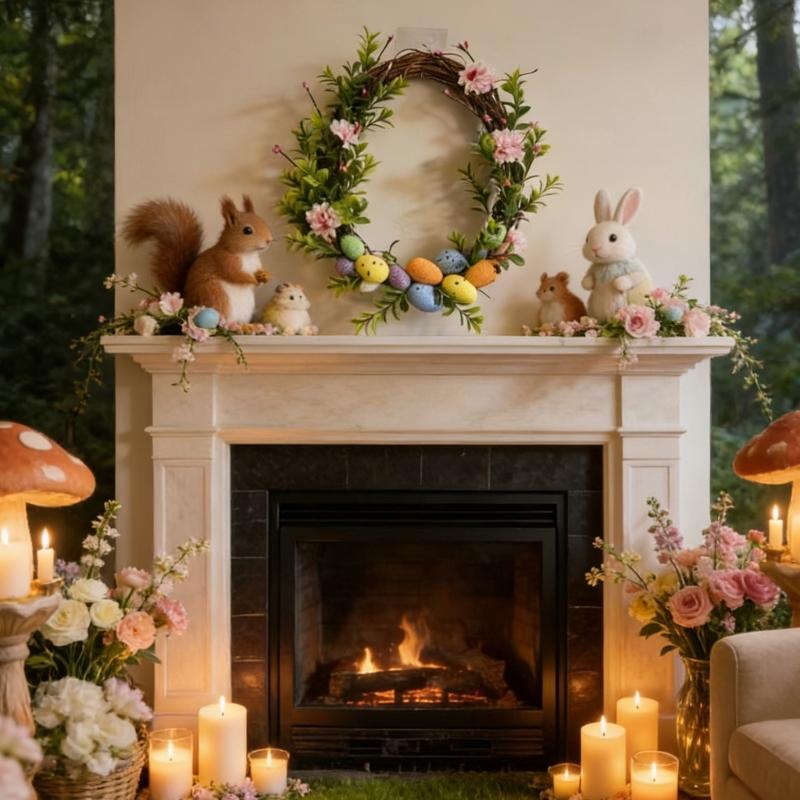 Durable Plastic Foam Easter Eggs Artificial Wreath for Spring Flower Decors Indoor Outdoors Use Fade Resistant Long Time