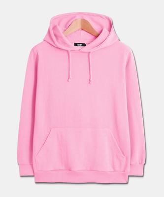 [Non-Fleece Or Fleece-Lined] Basic Standard Fit Plain Hoodie Light Pink