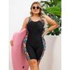 European and American One-piece Plus-size Swimsuit Sports and Knee-cover Slim-fit Sports Flat-angle Swimsuit