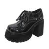 Gdgydh Patent Leder Chunky Oxfords Frauen Plattform Heels Pumps Schnürung Komfort Weiß Tochter Schule Party Schuhe Plus Größe