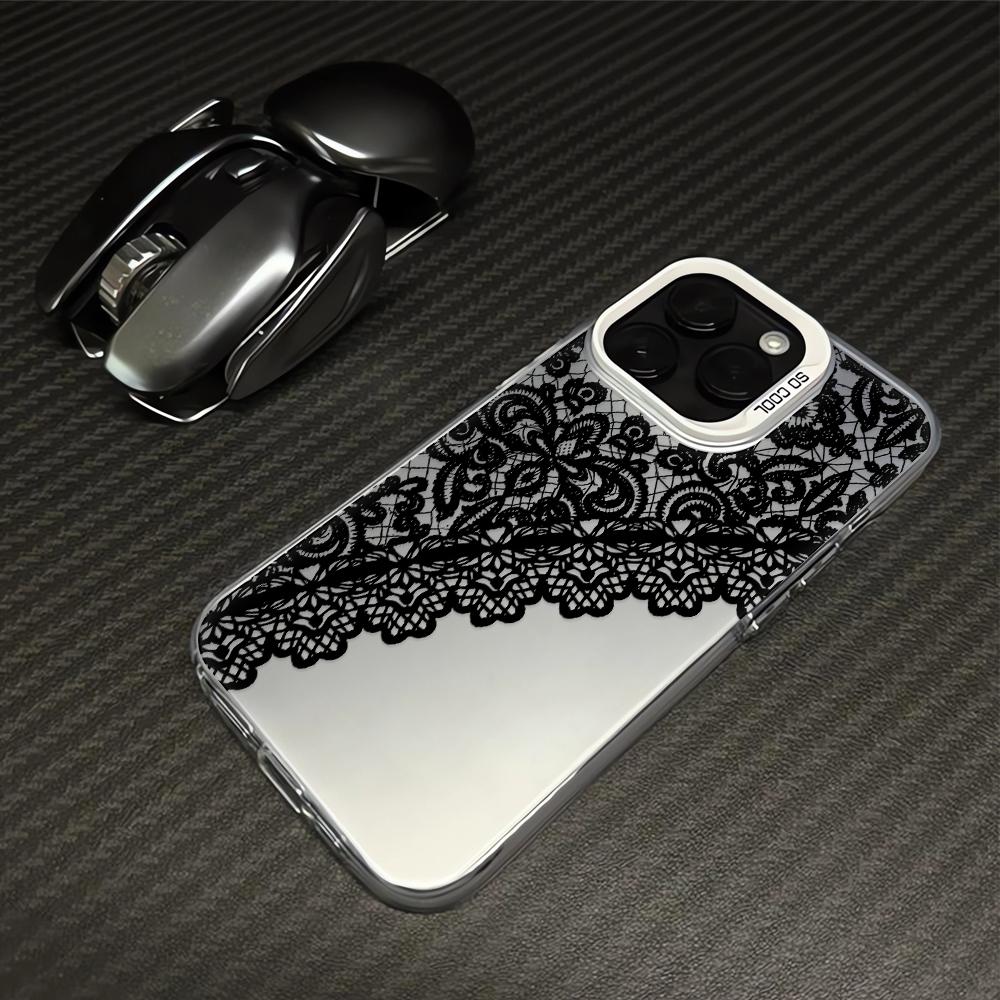 

Elegant Lace Phone Case for iPhone 17/16/15/14 Plus/13/12/11 Pro Max Matte TPU Cover Fashion Pattern Protective Shell For iPhone 17 ProMax белый