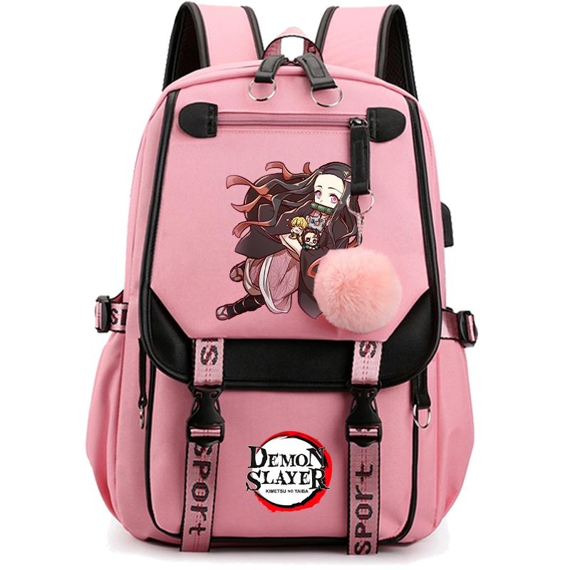 Anime Demon Slayer Backpack for Women Canvas Laptop Bag Back To Schoolbag for Teenager Girl Boy Schoolbag Men Women Travel Bag