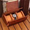 DUJIANG Echtleder Uhrenbox mit Magnetverschluss - Hochwertiges pflanzlich gegerbtes Rindsleder für mechanische Uhren