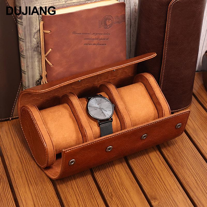 DUJIANG Genuine Leather Magnetic Buckle Watch Box - High-End Vegetable Tanned Cowhide for Mechanical Watches