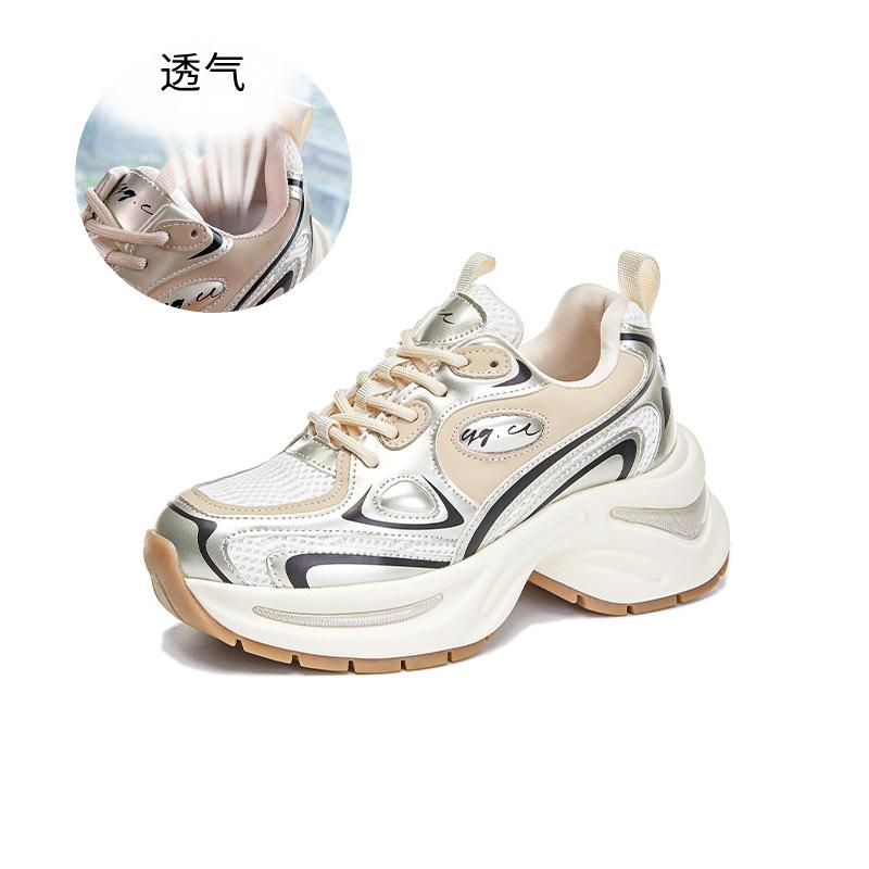 

Подошва на присосках, папины кроссовки, женские 2025 весна, новые спортивные туфли на платформе, дышащие кроссовки для бега для девочек, женский тренд, женская обувь 35 шампанского