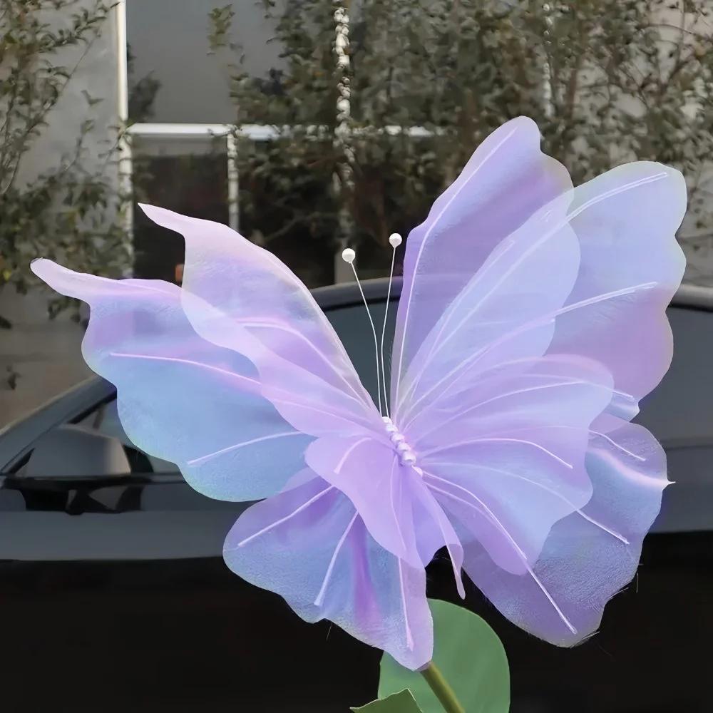 50cm Simulation Butterfly 3D Wedding Decoration Handmade Floral ArrangementDecoration Hollow Large Hanging Gauze Fake Butterfly