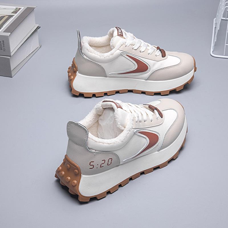 

Зимние бархатные утолщенные туфли на платформе «Форрест Гамп» 2025 корейская версия студенческие универсальные кроссовки для бега и спорта M6807 40 хаки