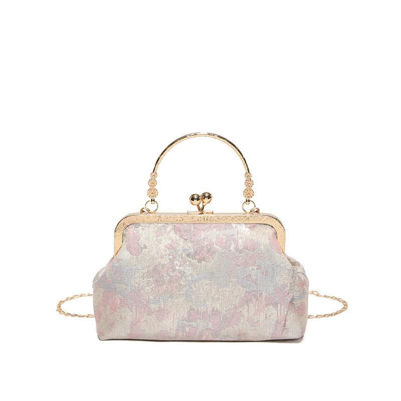 Chic Small Square Cheongsam Handbag For Modern Girls With Stitching And Patchwork Details