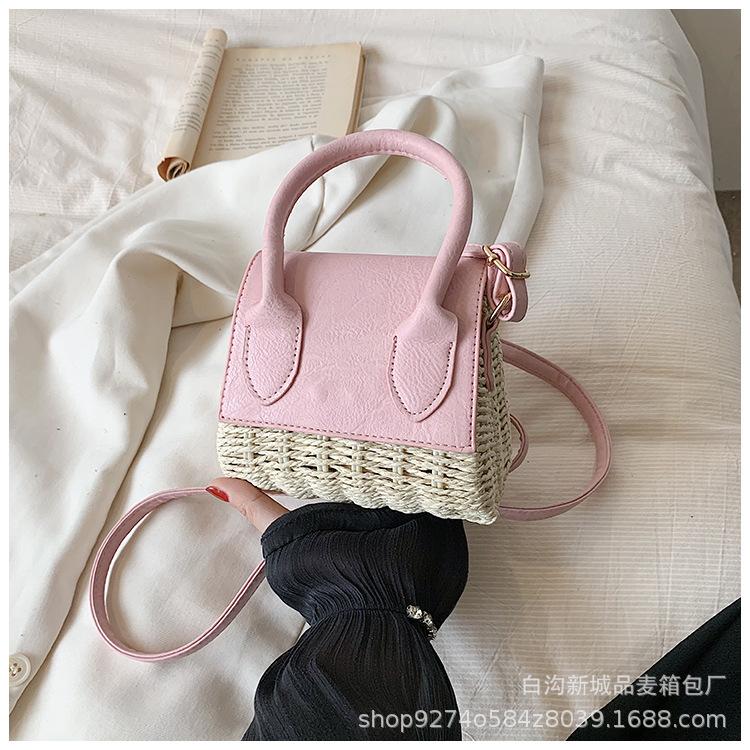 

Factory Straight Hair Bag Women s New 2025 Summer Fashion Straw Woven Bag Handbag Fashion One Shoulder Crossbody Bag розовый