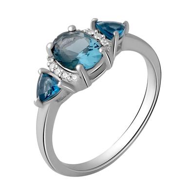 Srebrny pierścionek z niebieskim topazem London 1,574ct (2062547) 2,9 gr. 925 próbek