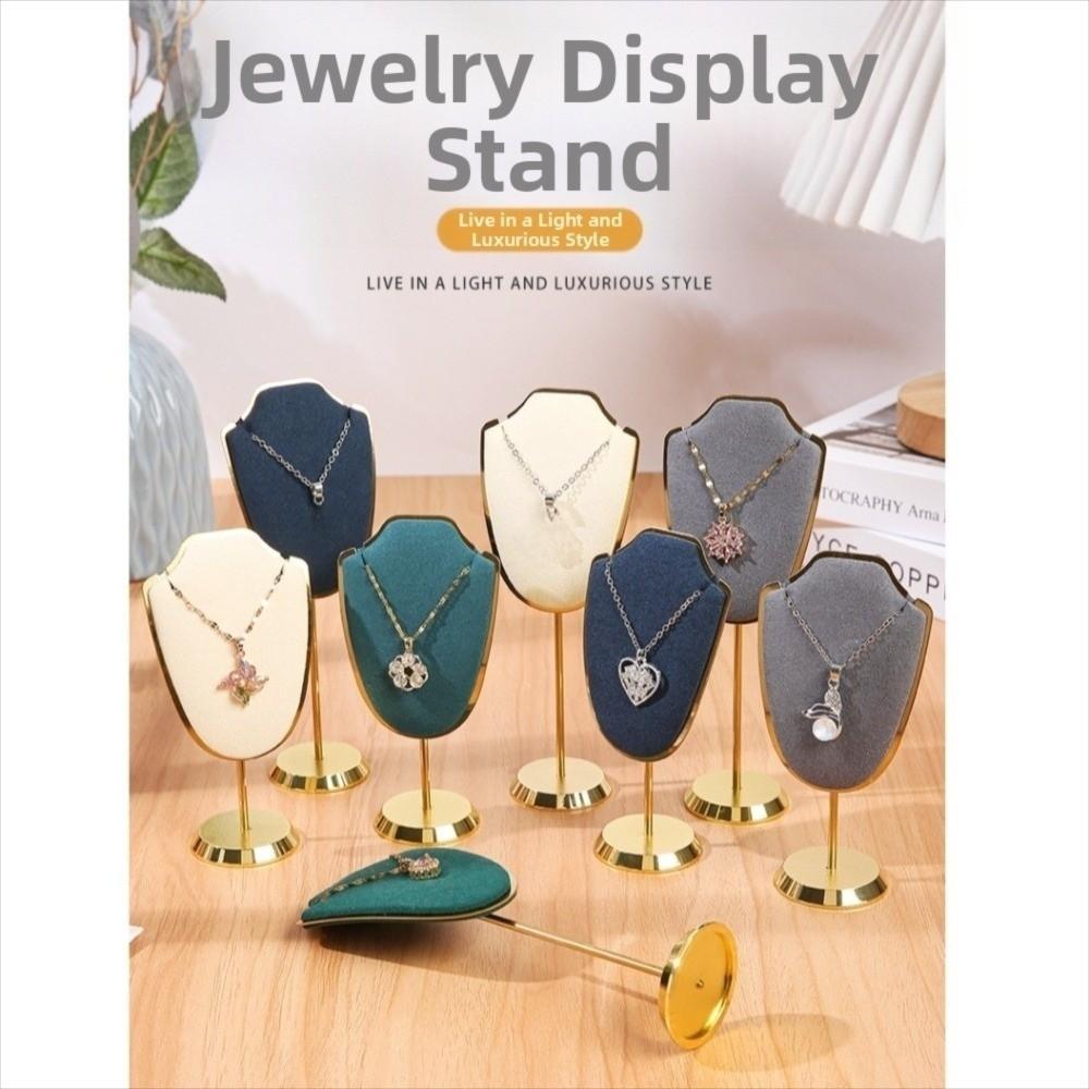 Velvet Necklace Pendant Holder Metal Base Jewelry Storage Display Rack for Home Jewelry Storage