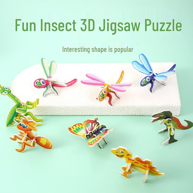3D Dinosaur & Insect DIY Puzzle for Kids - Handmade Educational Toy Gift