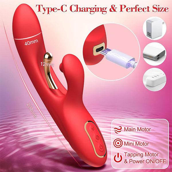 Rabbit-Vibrator, 3-in-1, Flattervibratoren, Stimulation der Klitoris und der Brustwarze, Sexspielzeug für Erwachsene, Dildo-Vibrator, Sexspielzeug für Frauen