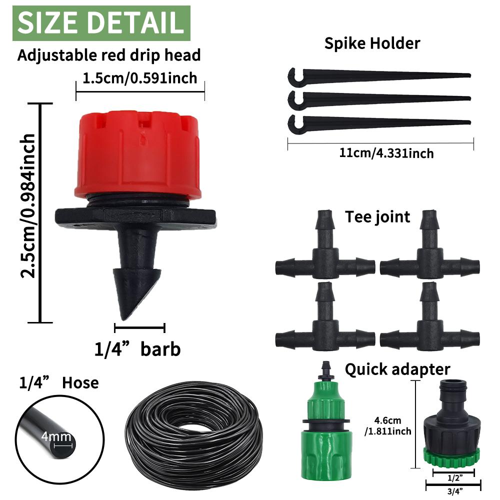 5-20M Micro Drip Irrigation System Kit, Adjustable Drippers & Nozzles for Garden, Patio, Lawn Plant Watering Kits