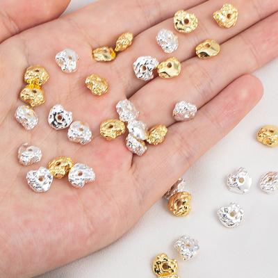 5Pcs 8x8.4mm 18K Gold Color Plated Irregular Lava Shape Charms Beads Copper for DIY Necklace Bracelet Jewelry Making Accessories