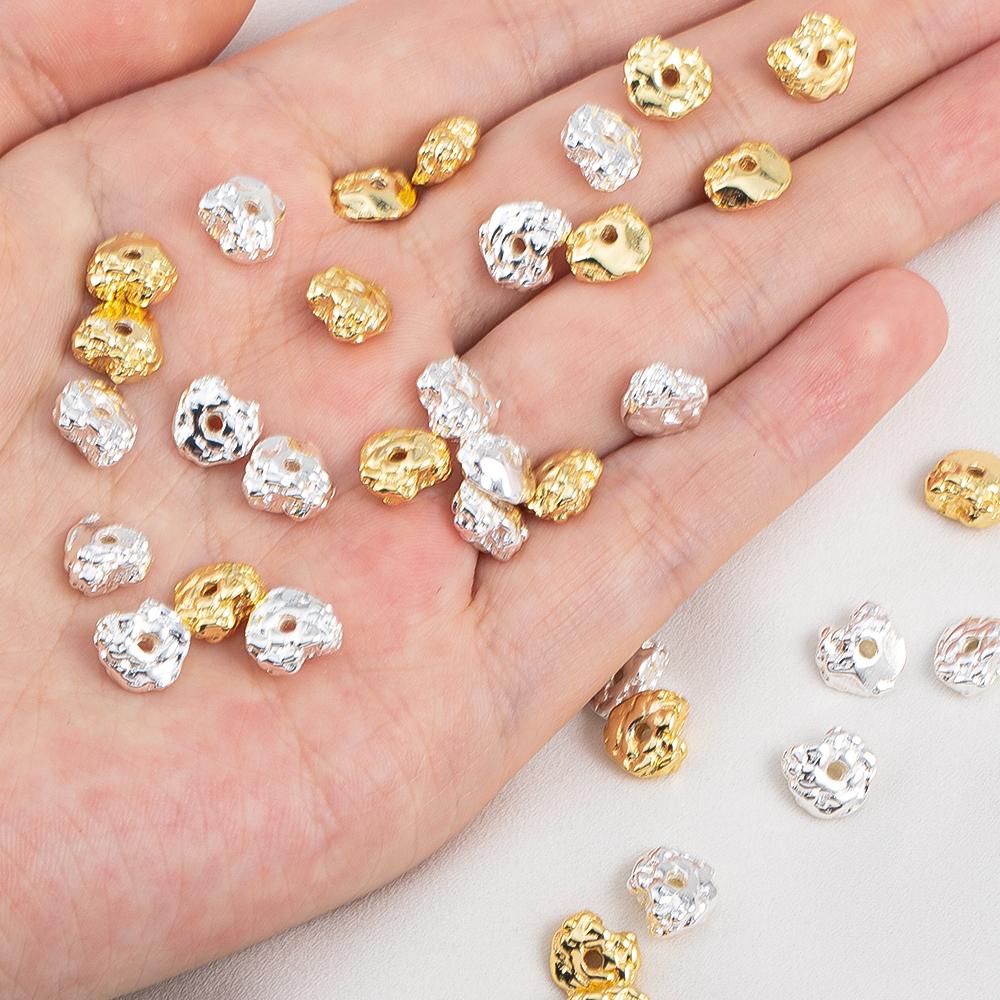 5Pcs 8x8.4mm 18K Gold Color Plated Irregular Lava Shape Charms Beads Copper for DIY Necklace Bracelet Jewelry Making Accessories