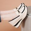 Women Slip on Platform Loafers Casual Leather Business Office Shoes Thick Sole Height Increase Shake Shoes Large Size