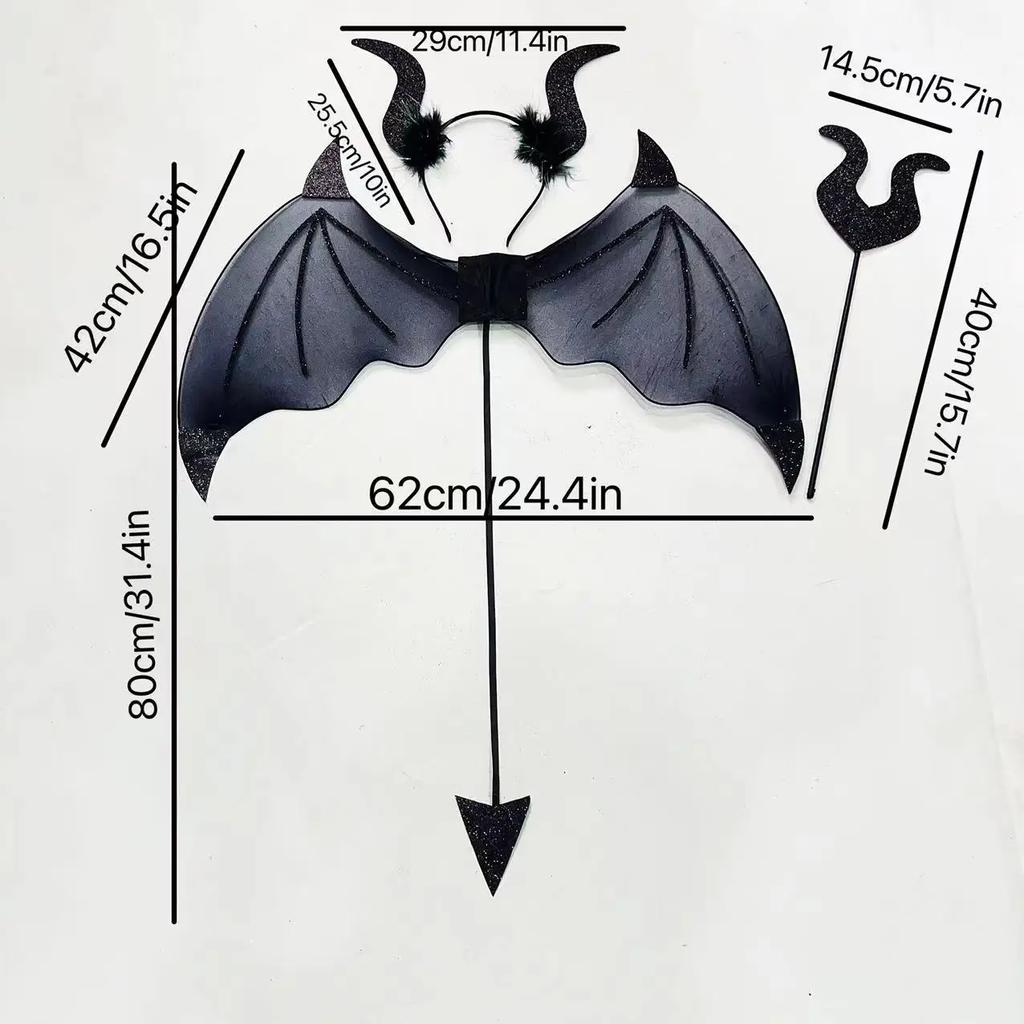 Halloween Bat Wings Three Piece Set (Back Headpiece Hand) Role Playing Party Stage Performance