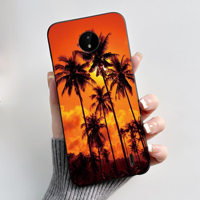 For Nokia C10/Nokia C20 Black Case For Nokia C20 Plus Shockproof Back Beautiful Dreamy Moon Sea Printed Pattern Cover