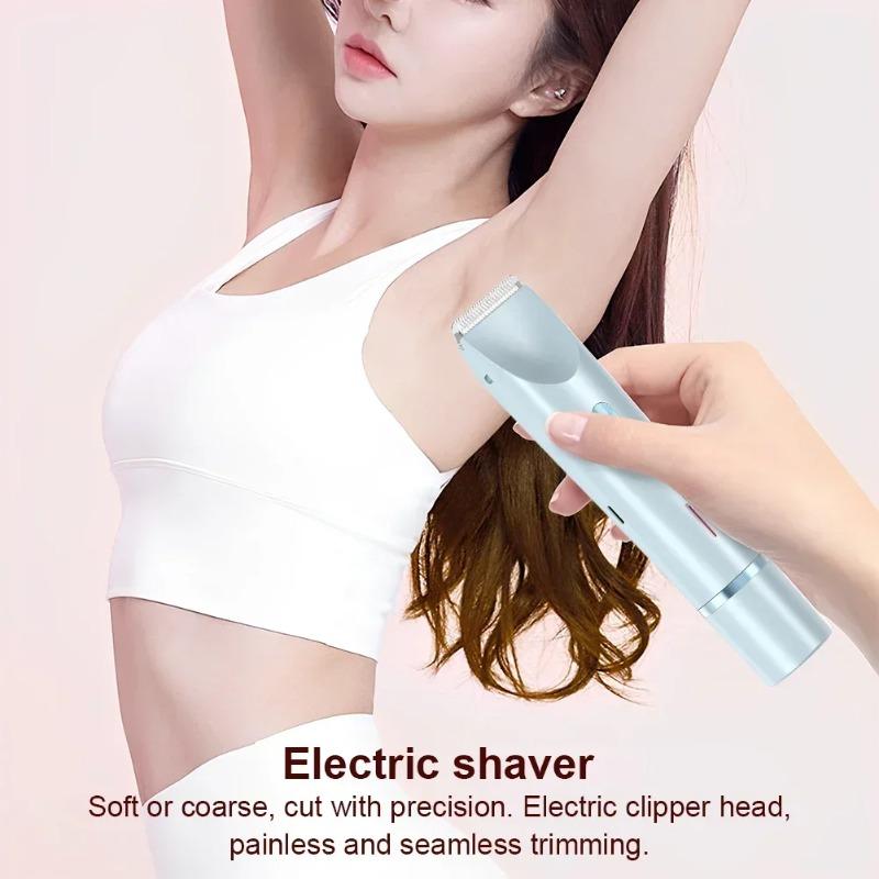 1PC Detachable Head Electric Shaver Women Electric Razors 2 In 1 Dual-Head Painless Trimmer Wet Dry Use for Ladies Pubic Hair
