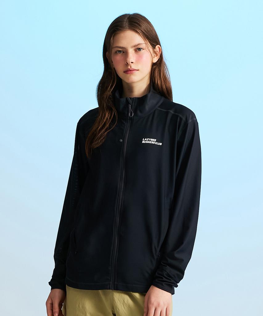 Leijibi Tech Flow Hydro Stand Neck Loose Fit Zip-Up Rash Guard M Black