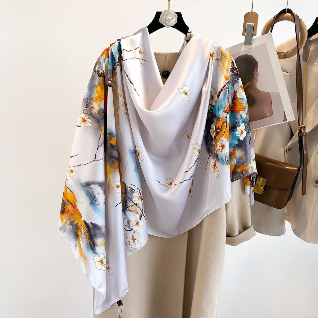 Hangzhou Silk Silk Scarf Autumn and Winter Shawl Two-purpose Thin Style Versatile Fashion New High-end High-end Exterior Matching