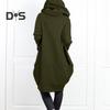 Sweat-shirt à capuche à manches longues pour femme, manteau à fermeture éclair, grandes poches, faux deux pièces, couleur unie, veste à capuche mi-longue