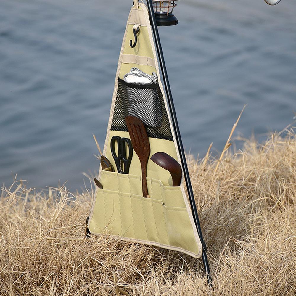 Picnic Camping Outdoor Triangle Storage Rack Tableware Sorting Triangle Hanging Bag Cooking Ware Storage Bag